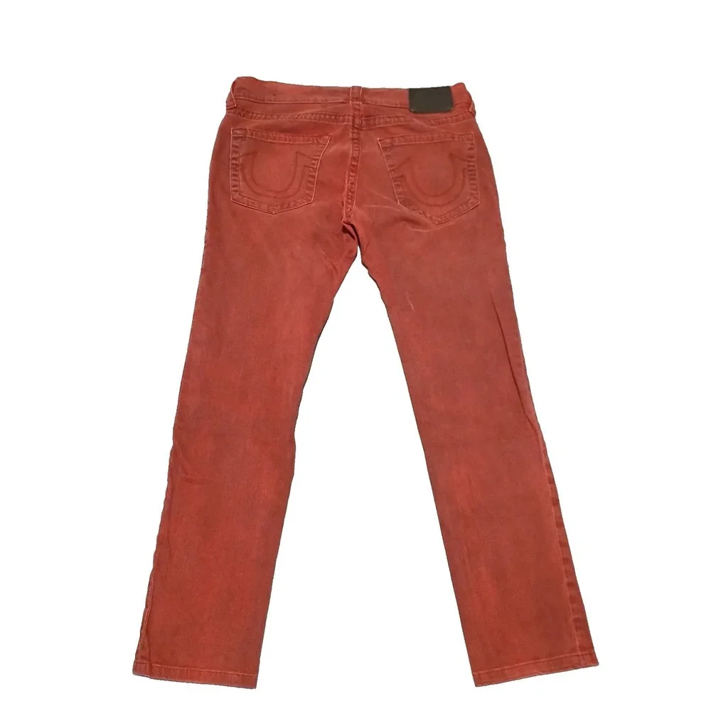 True Religion Red Vintage Rocco Mens Relaxed Skinny Jeans Size 30‎